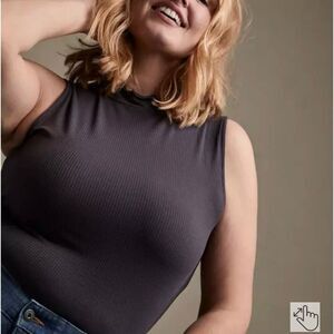 Torrid Women's Gray Mock Neck Sleeveless Ribbed Tank Top